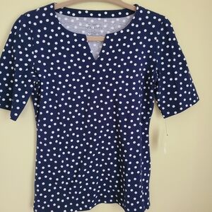 Talbots Navy Polka Dot Top